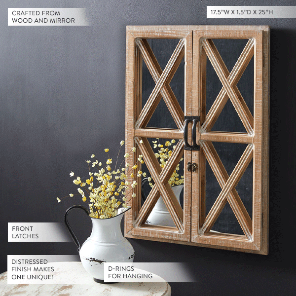 Window Mirror with Distressed Wood Frame-Miyaedas