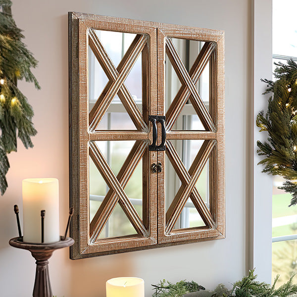 Window Mirror with Distressed Wood Frame-Miyaedas