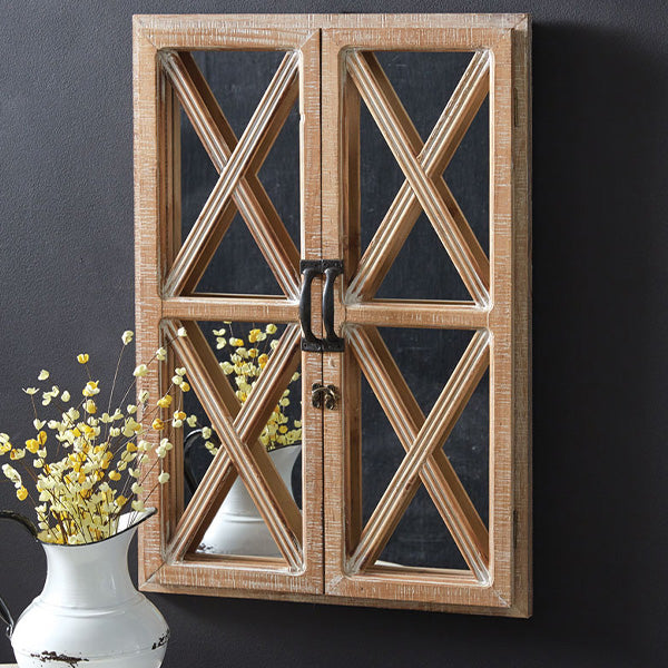 Window Mirror with Distressed Wood Frame-Miyaedas
