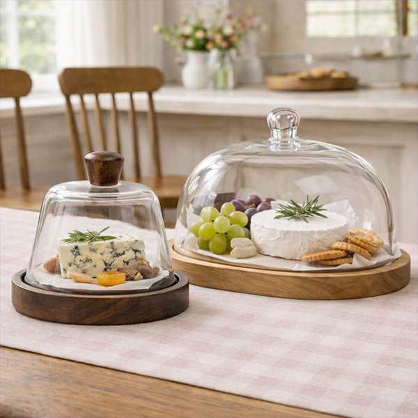 Wood & Glass Cloche with Wooden Base, Choose Your Style-Miyaedas