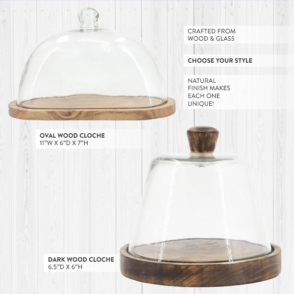 Wood & Glass Cloche with Wooden Base, Choose Your Style-Miyaedas