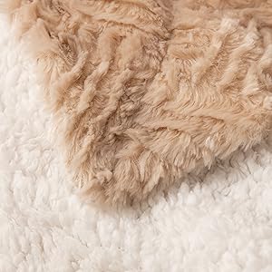 Champagne throw blanket cozy warm super soft faux fur
