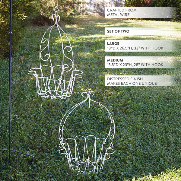 Wire Flower Hanging Baskets, Set of 2-Miyaedas