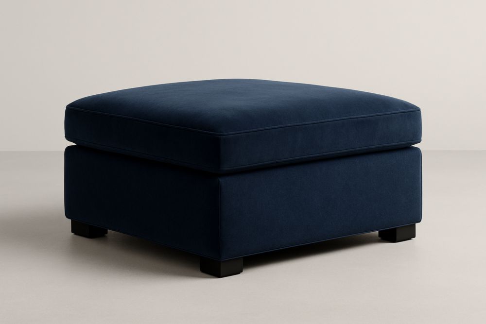 Pouf en velours bleu 80x80x45 cm