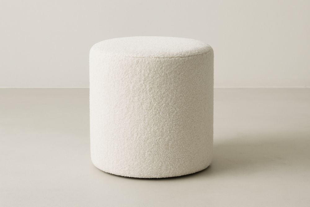 Tabouret en Tissu Bouclé Blanc