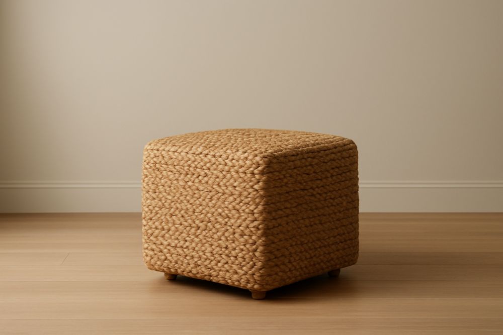 Tabouret Cube en Jacinthe d'Eau 40x40x40 cm