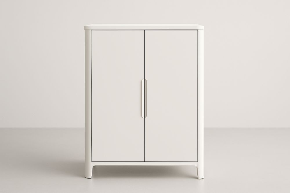 Armoire de rangement en MDF blanc avec 2 portes