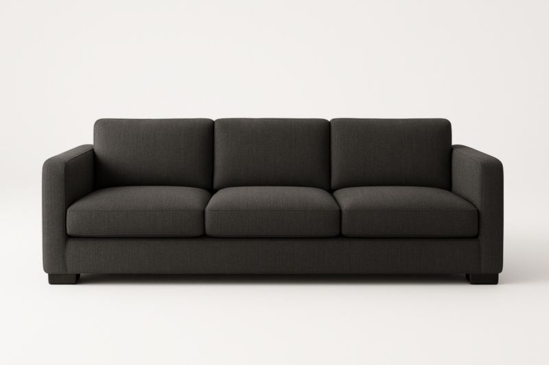 Canapé trois places en tissu polyester anthracite 220cm