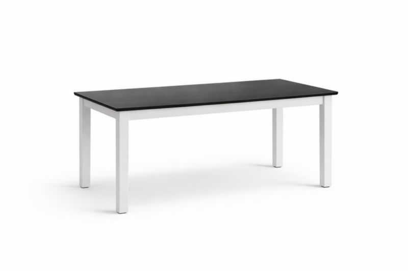 Table de salle à manger en mélamine noire et acier blanc 160x80x75 cm