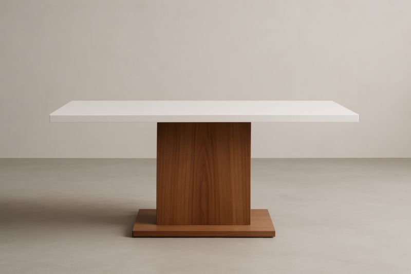 Table rectangulaire bois placage noyer plateau blanc 160x90x75 cm