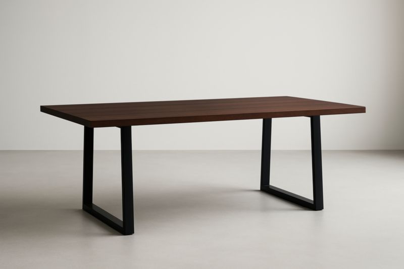 Table de Salle à Manger en Bois MDF Brun avec Pieds acier Noirs