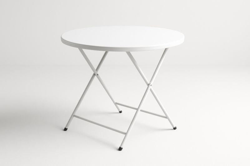 Table Pliante Ronde en Acier et Polypropylène Blanc D60cm