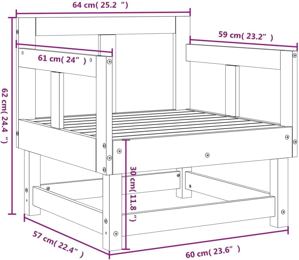 Solid Pine Wood Garden Chair Set
