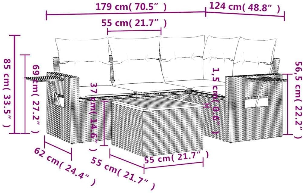 5 Piece Patio Sofa Set