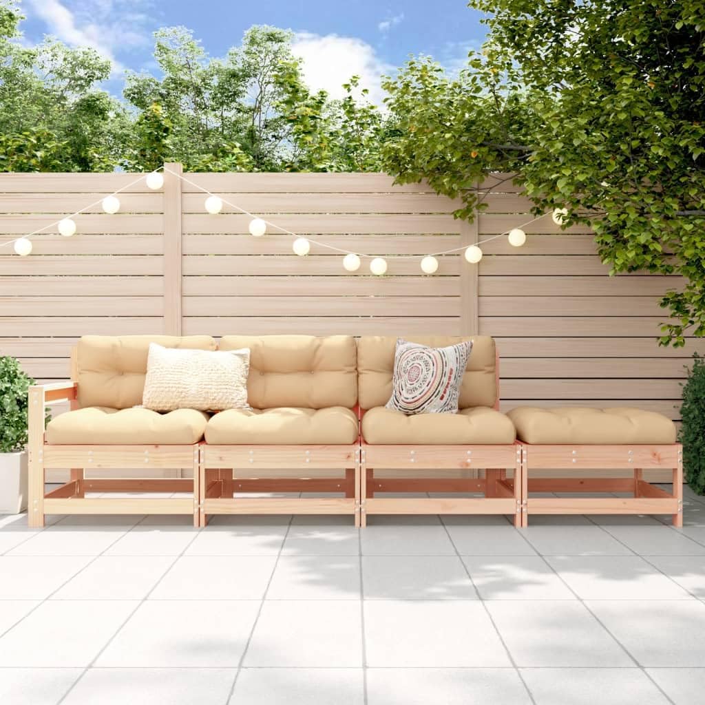 Natural Wood Solid Pine Modular Garden Lounge Set
