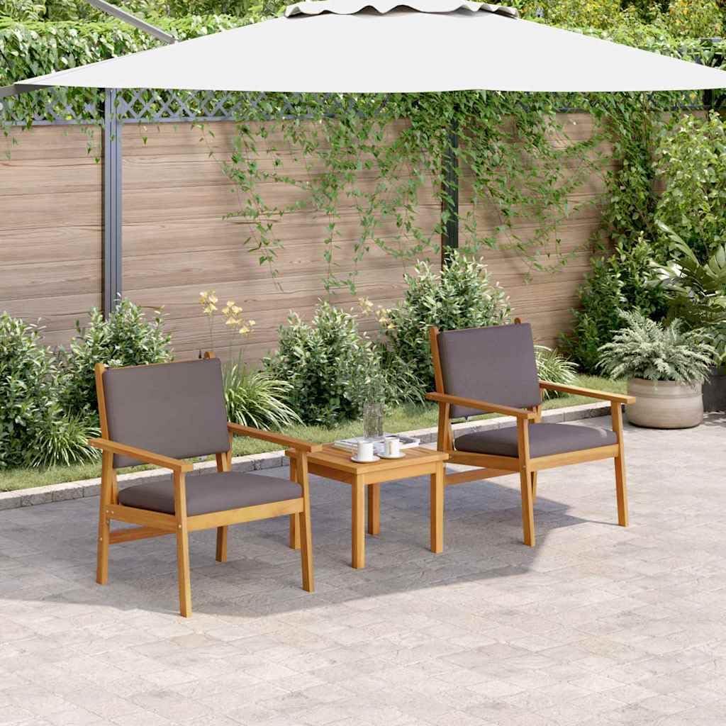 Solid Acacia Wood Garden Chair with Cushion 2 pcs