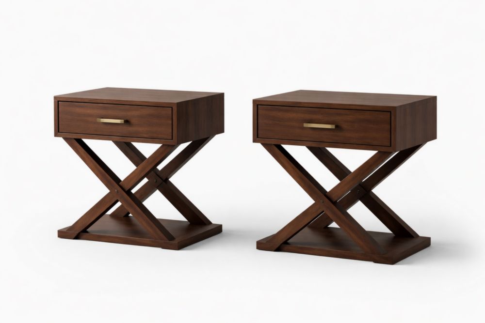 Table de chevet en bois marron avec tiroir