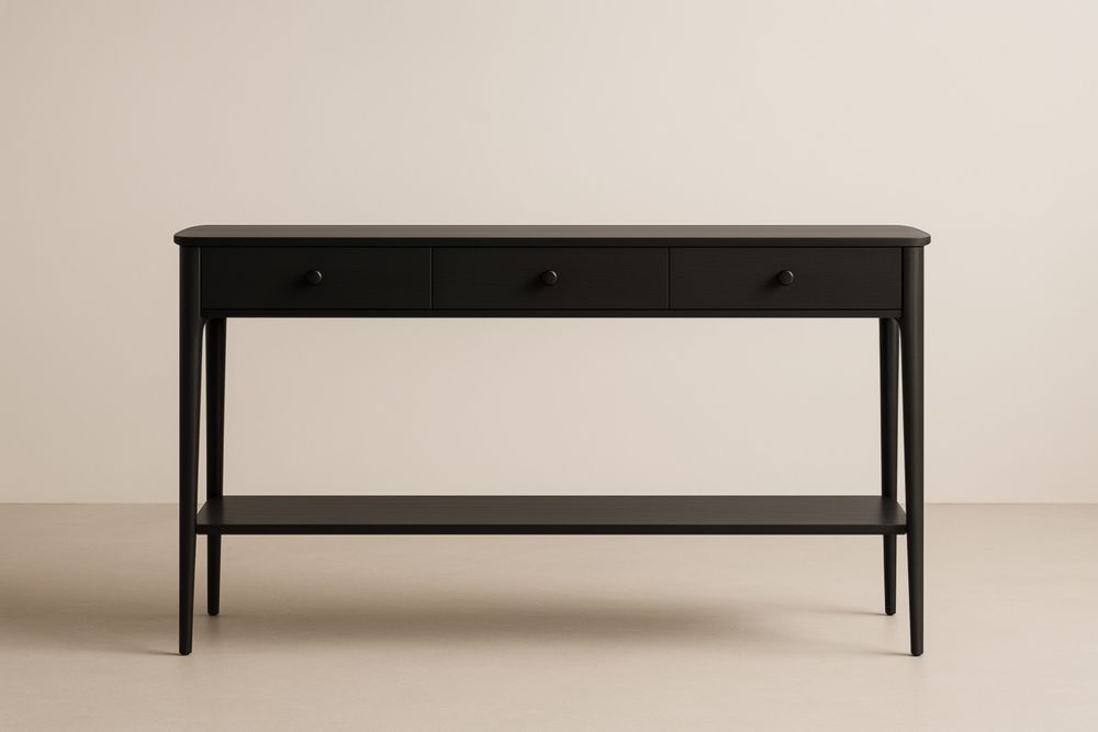 Console en Bois Noir avec Tiroirs 120x35x80 cm