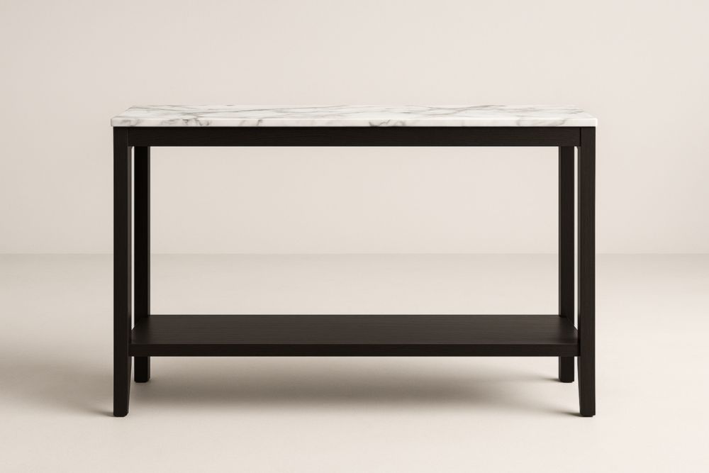 Console en bois avec plateau imitation marbre blanc 120 x 40 x 80 cm