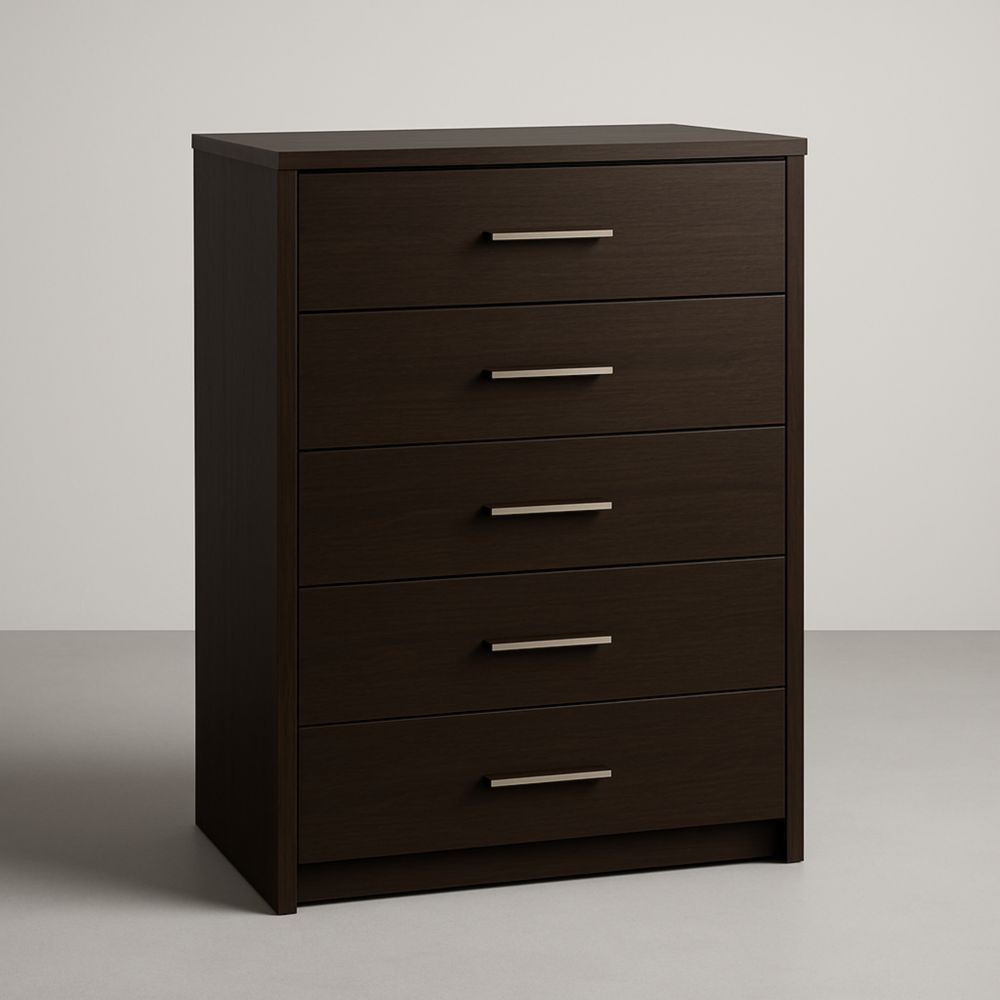Commode à cinq tiroirs marron 80 x 40 x 100 cm