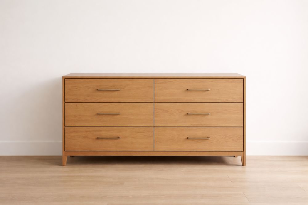 Commode 6 tiroirs en bois de chêne