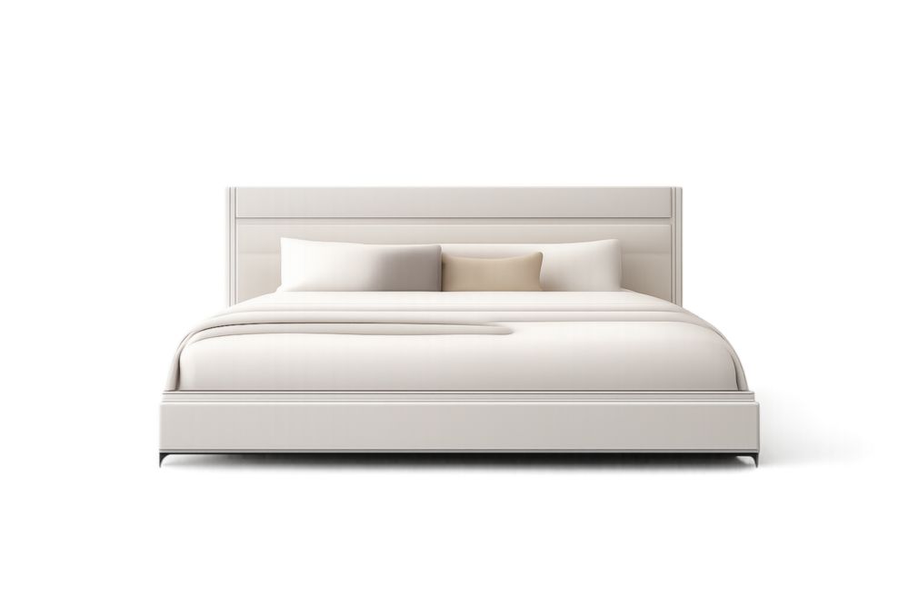 Lit double en bois massif et tissu polyester Beige 200x160 cm(L×l)