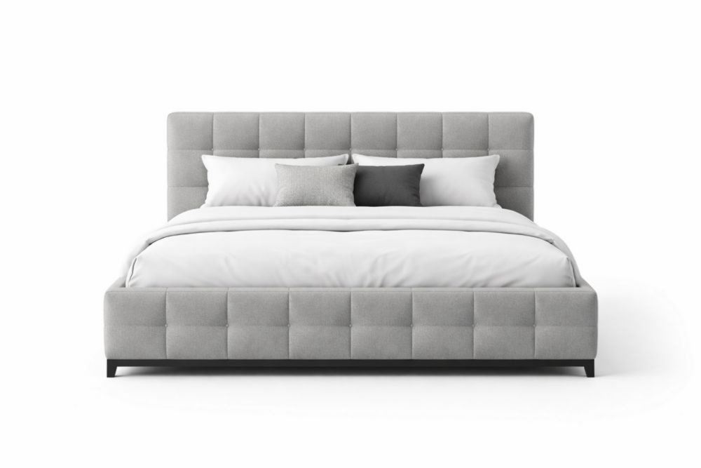 Lit double en textile avec tête de lit rembourrée 160x200 cm