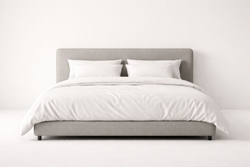 Lit double en tissu polyester gris 200x160 cm(L×l)