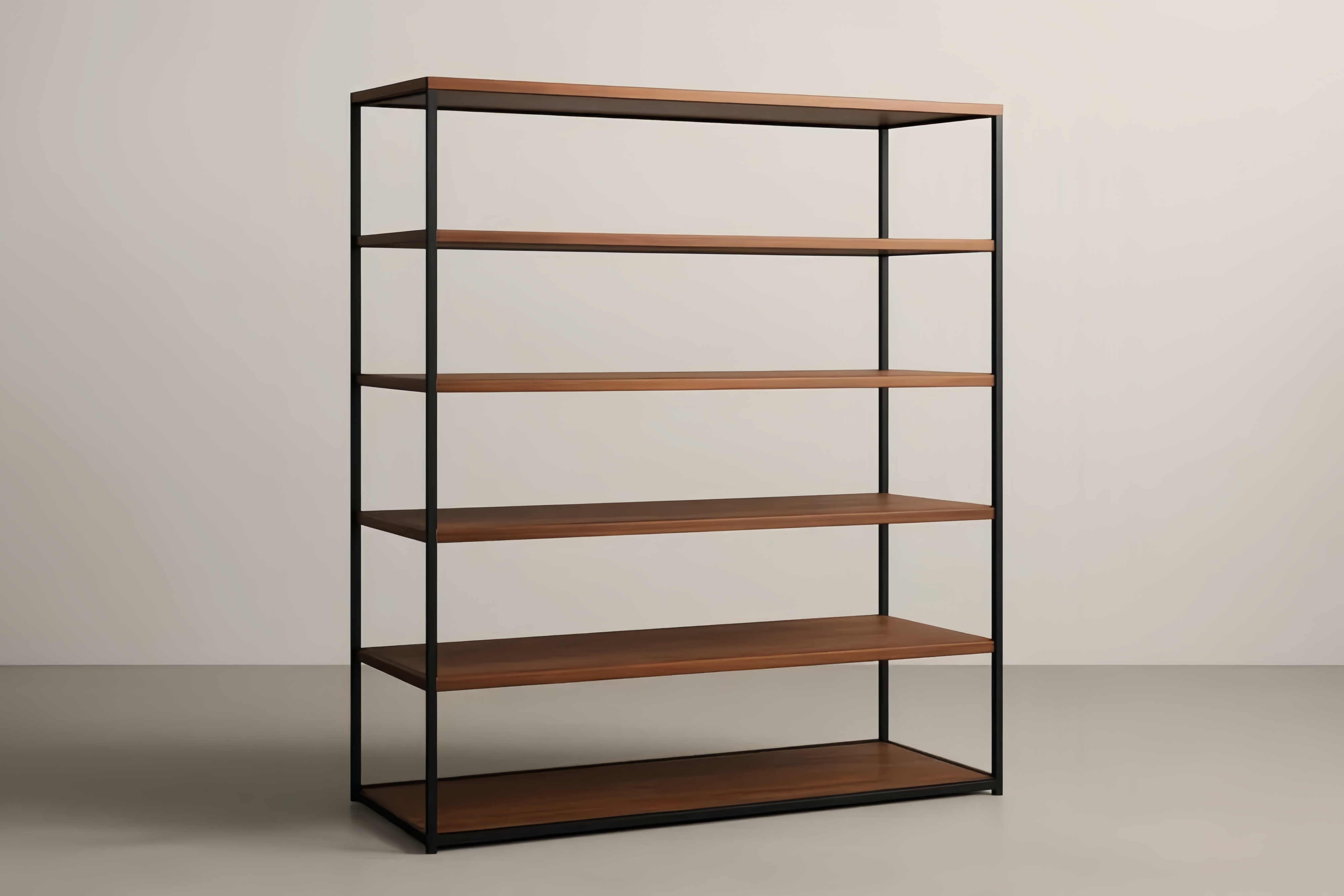 Bibliothèque en acier et bois de chêne marron à 5 niveaux 180x120x35 cm(H×l×P)