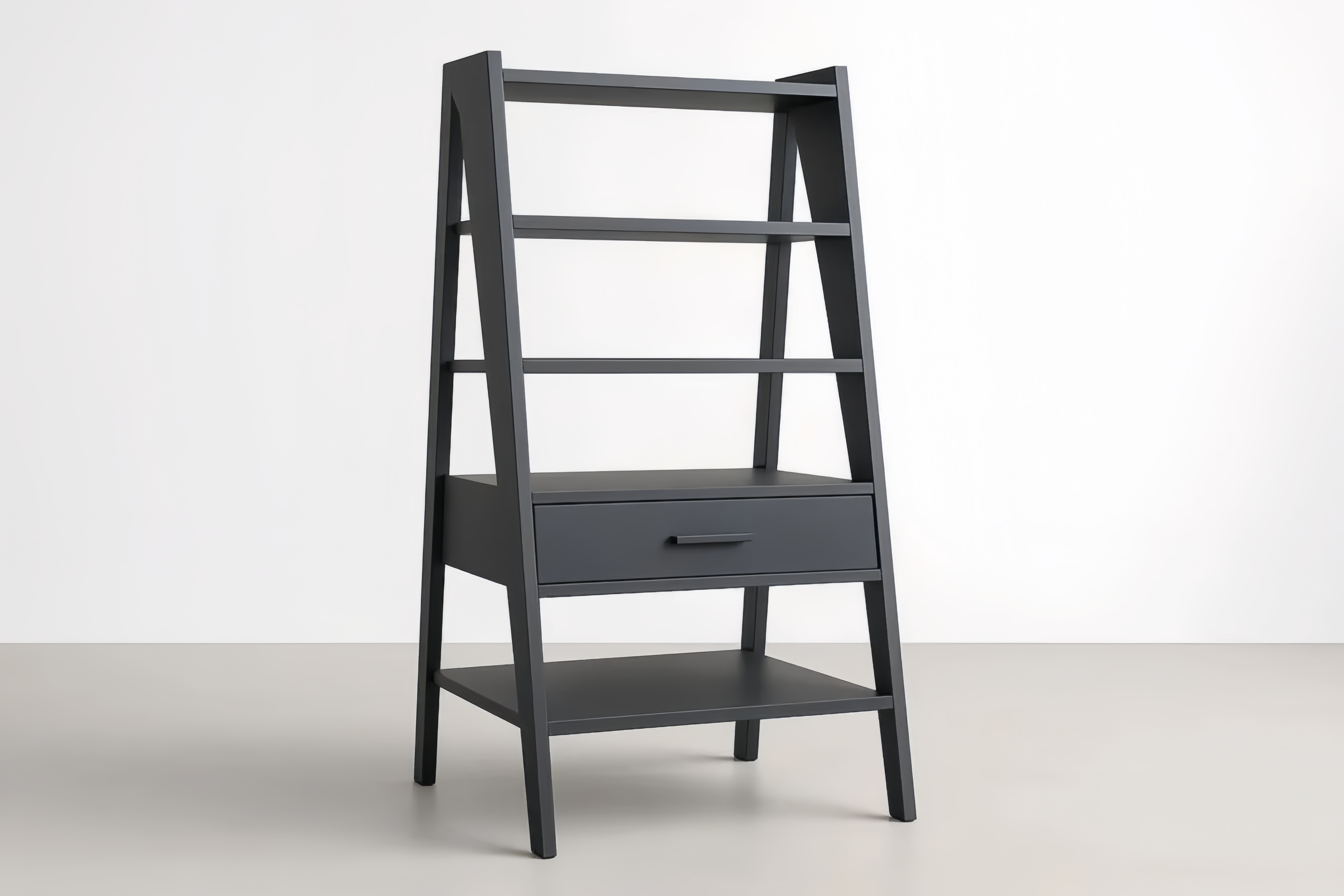 étagères en bois massif avec tiroir noir