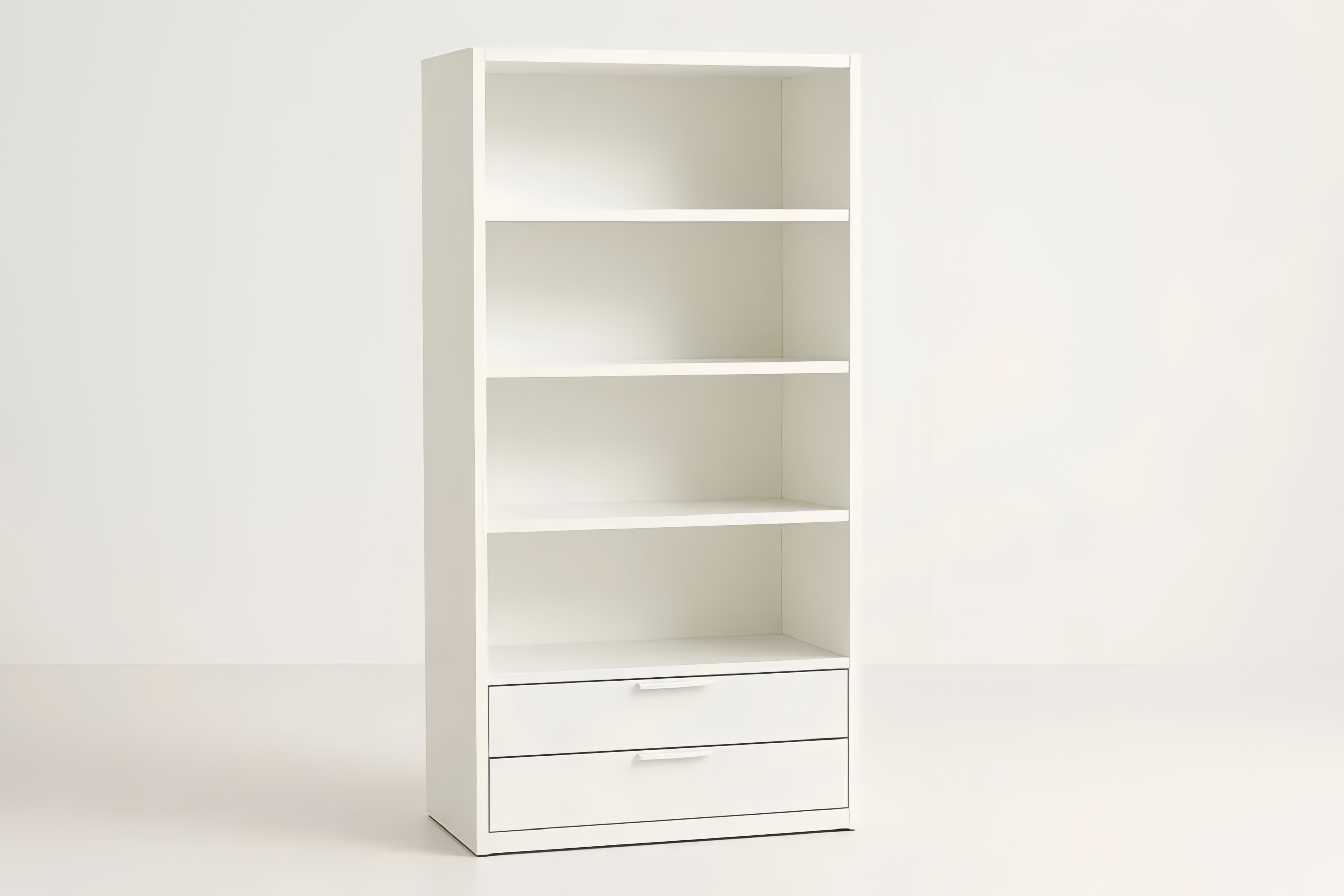 Bibliothèque en MDF blanc avec étagères et tiroirs hauteur180 cm