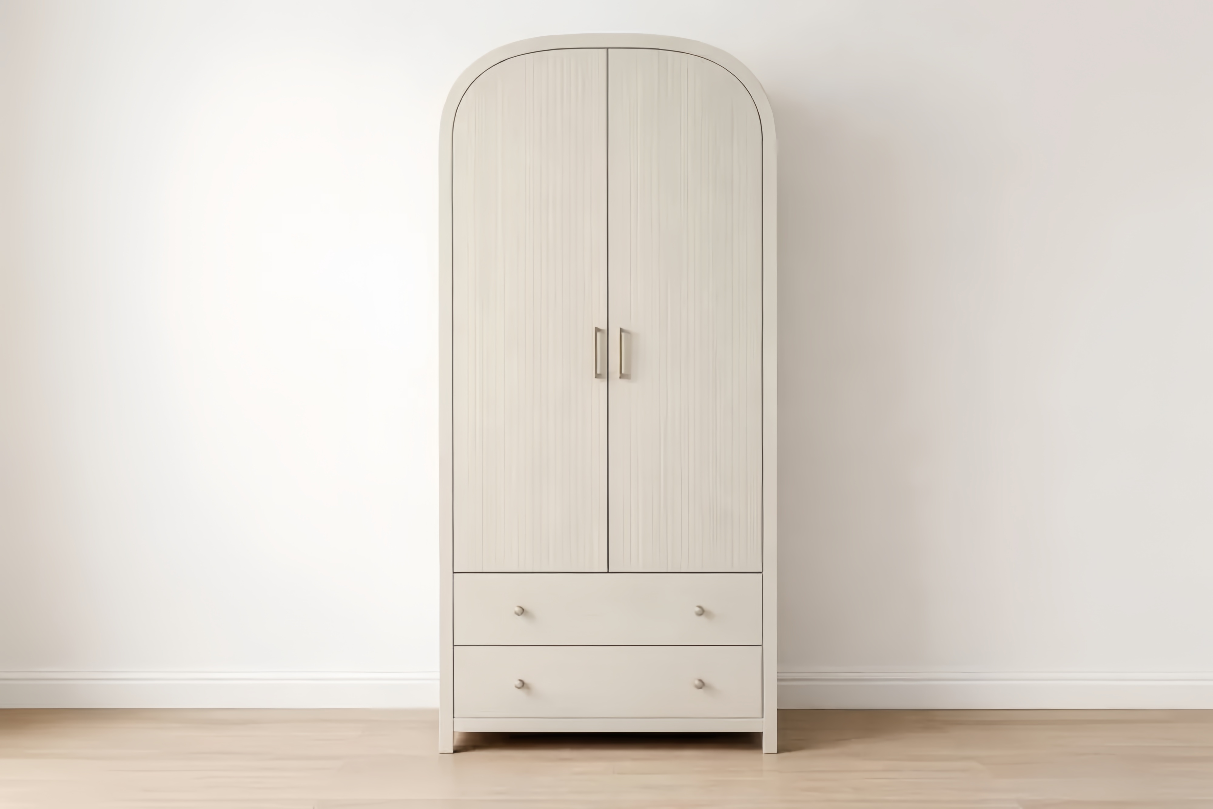 Armoire en MDF Blanc à Deux Portes et Deux Tiroirs