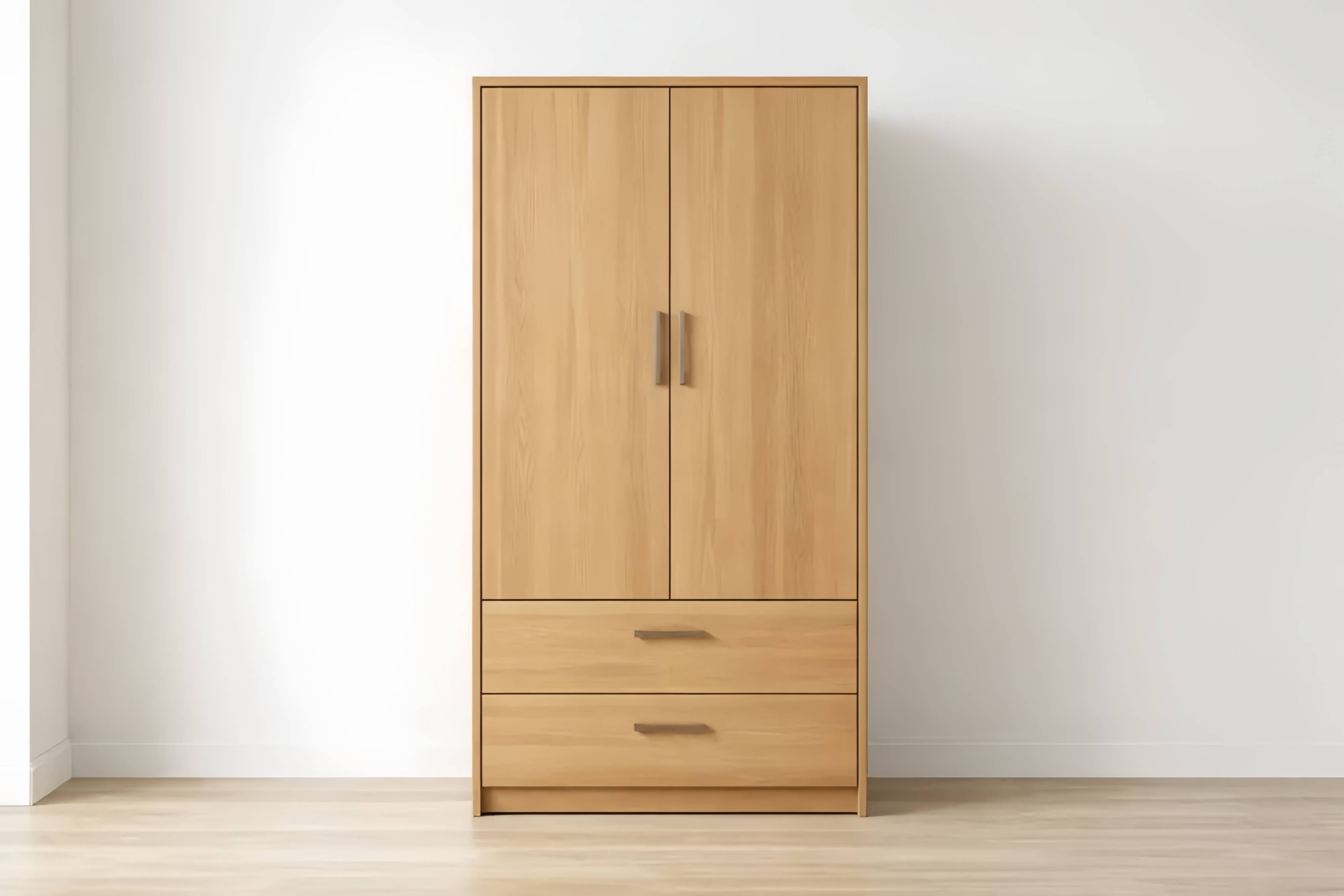 Armoire en bois massif de chêne 2 portes 2 tiroirs