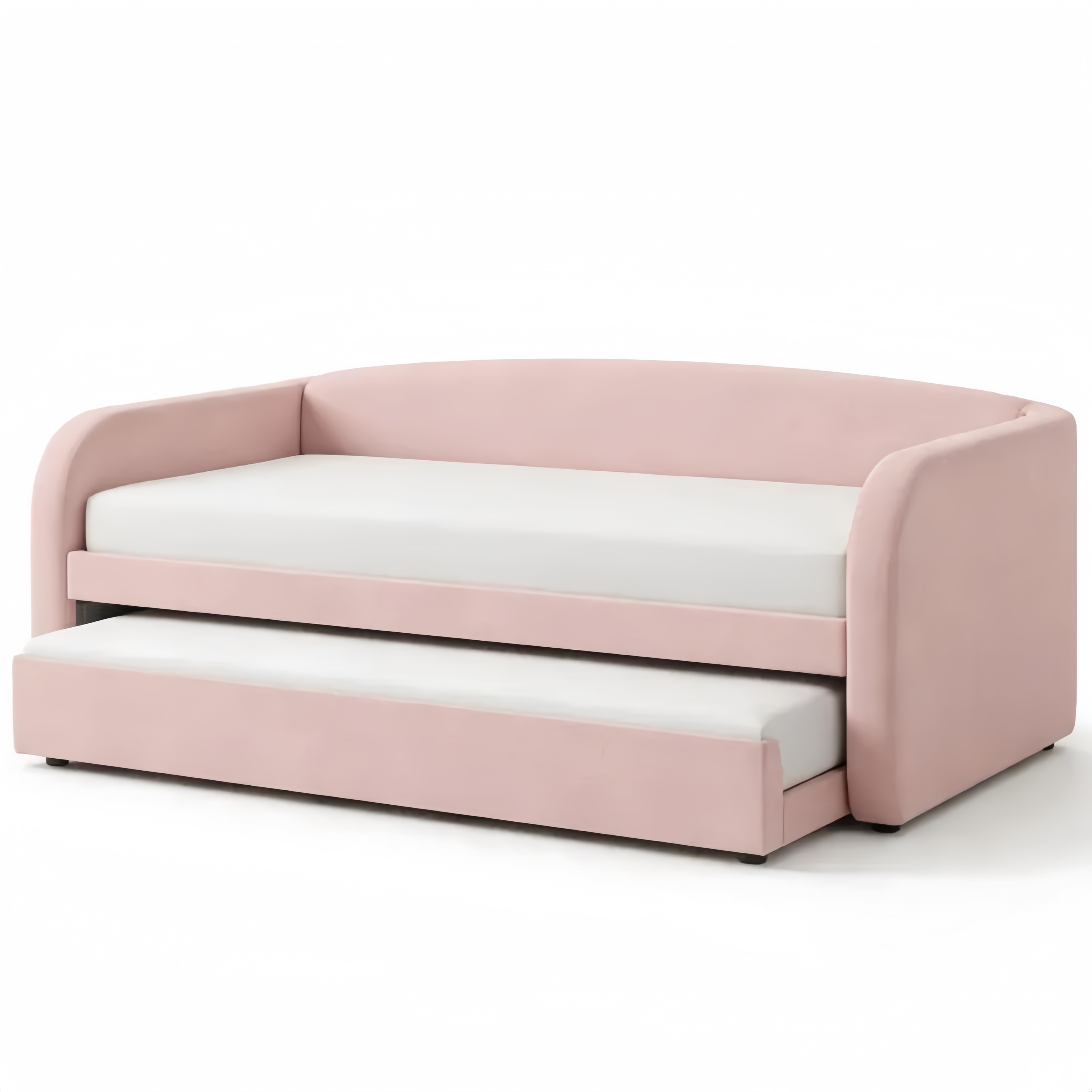 Lit de jour en velours rose 195 × 90 × 75 cm