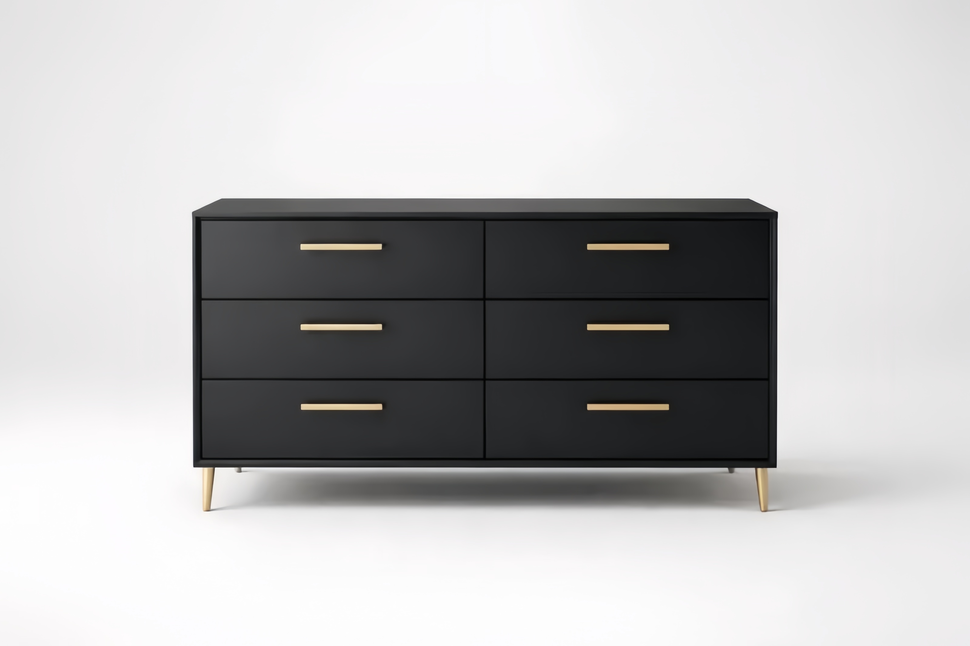 Commode 6 Tiroirs MDF Acier Noir