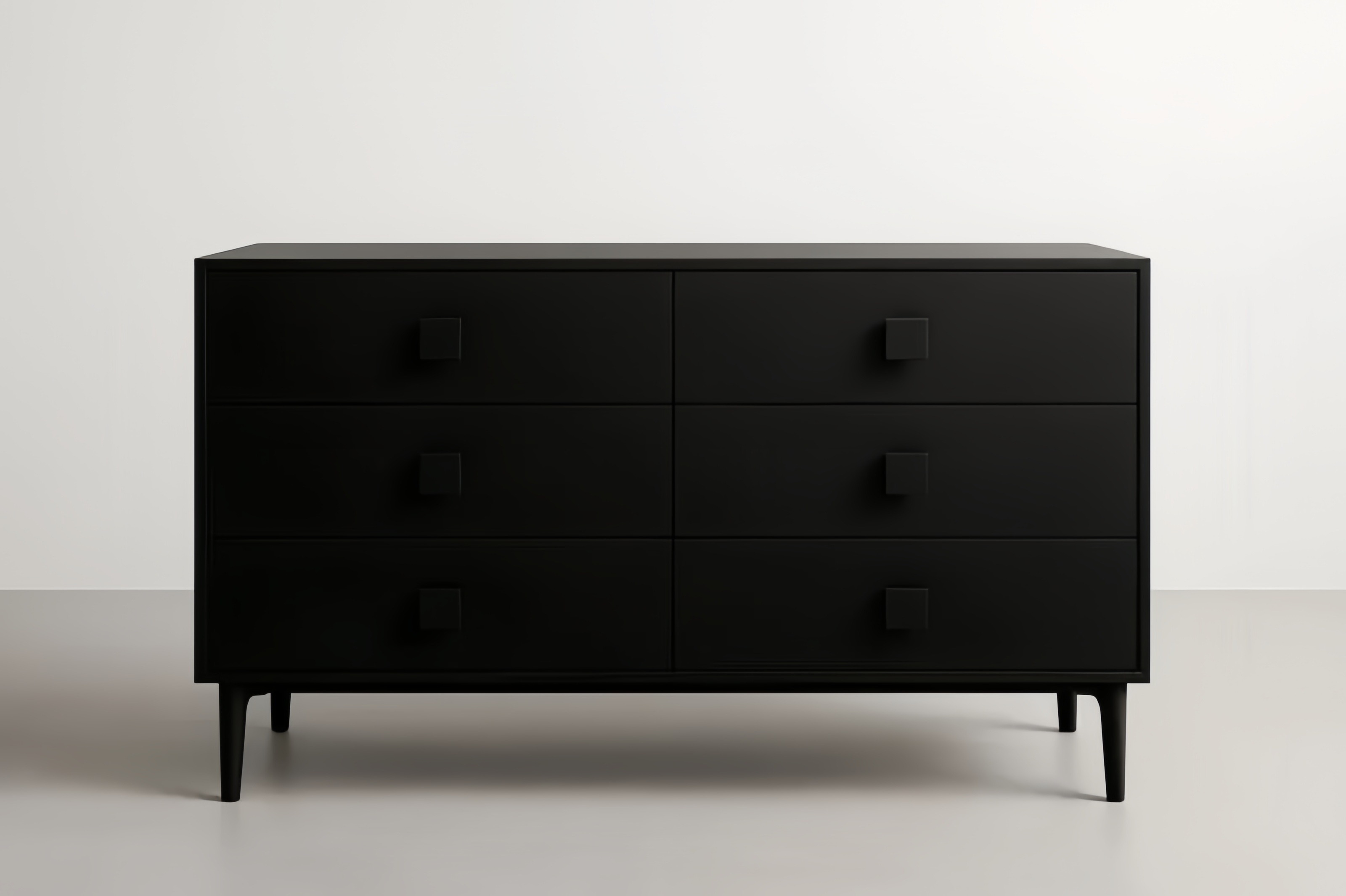 Commode 6 tiroirs MDF et acier Noir 140cm