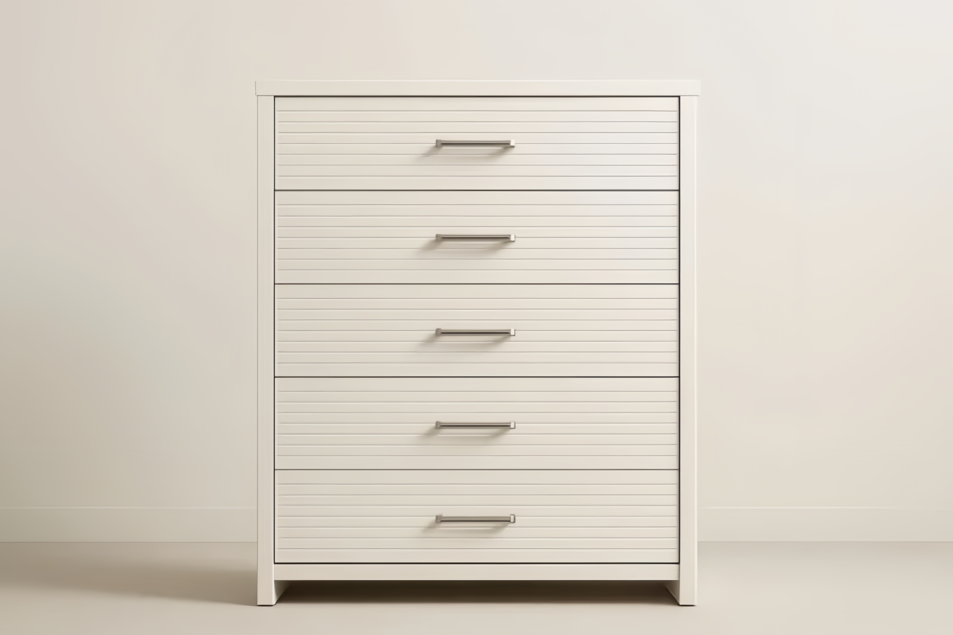 Commode à Tiroirs en Bois Blanc avec Poignées Métalliques 80x50x100cm