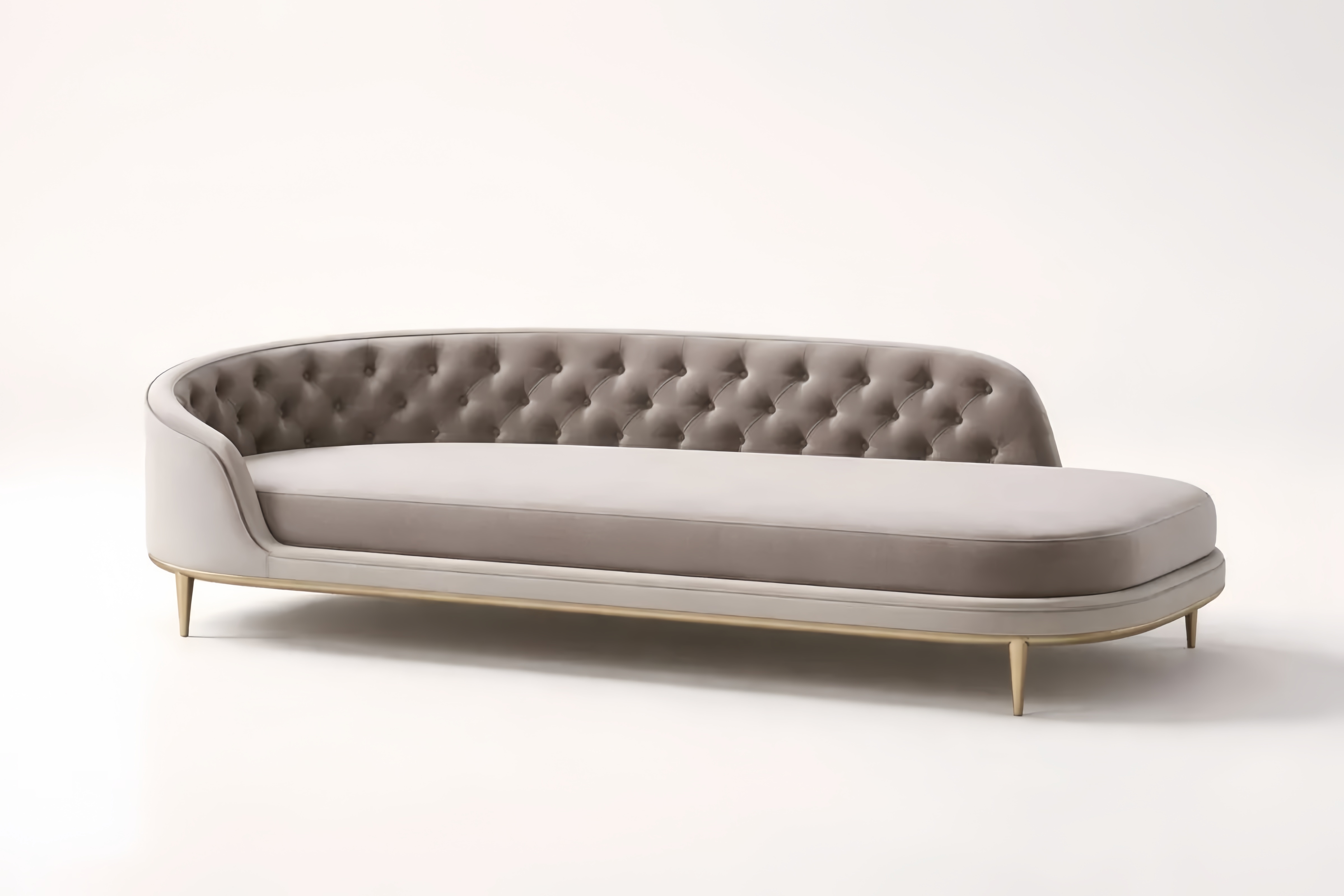 Lit de jour en velours avec pieds en aluminium doré