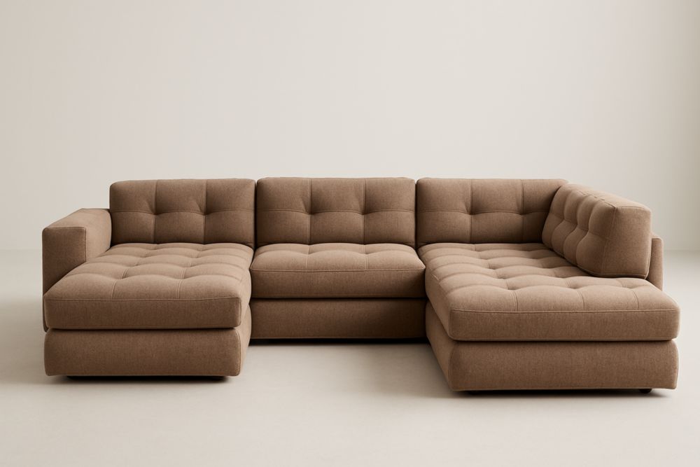 Canapé d'angle en tissu brun