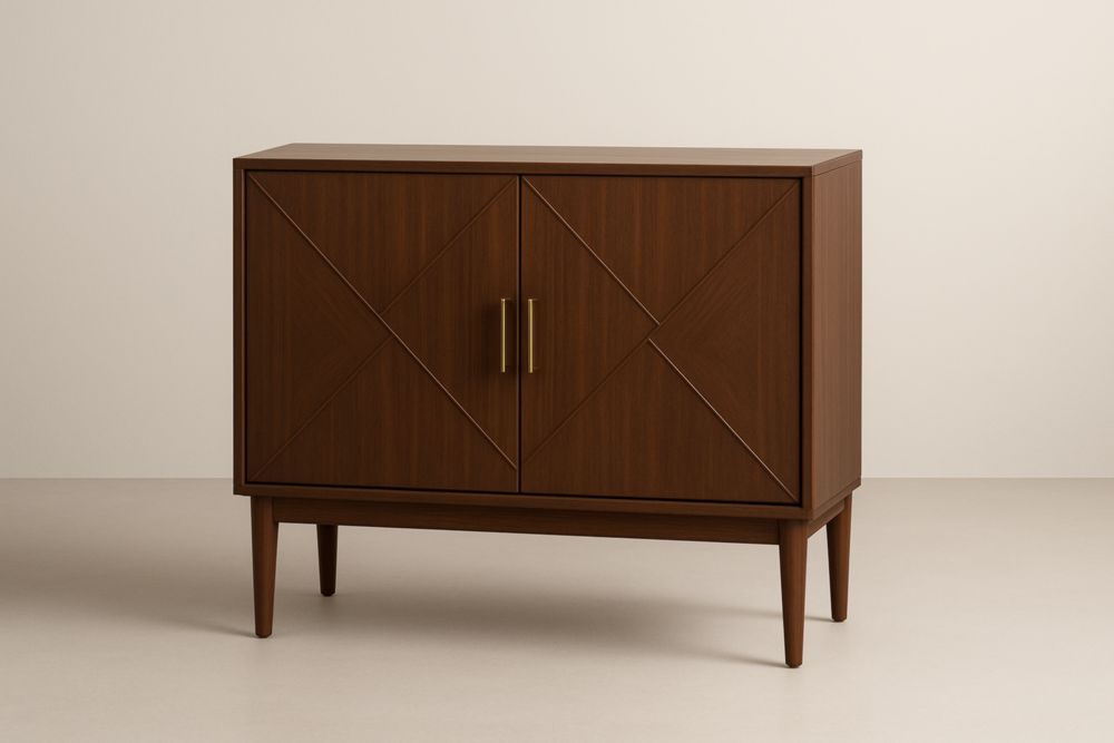 Buffet en bois massif brun avec deux portes