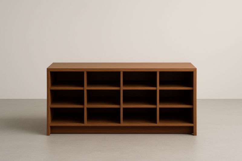 Buffet en MDF rectangulaire marron avec 12 compartiments