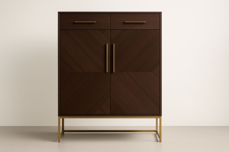 Buffet en acajou avec pieds en métal doré 80x40x100 cm