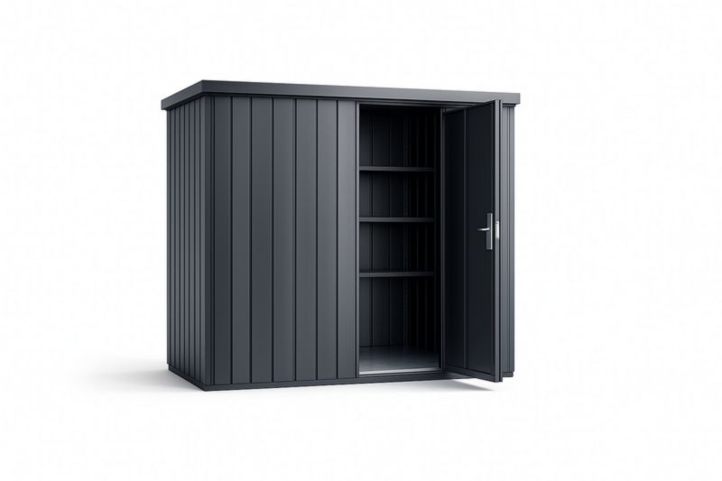 Cabane de jardin en Acier Gris Anthracite avec étagères