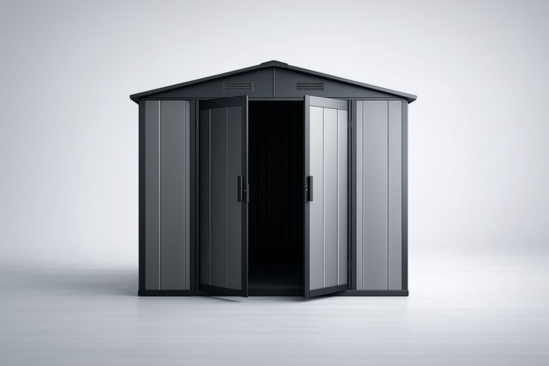 Abri de jardin en acier gris 247 x 200 x 178 cm