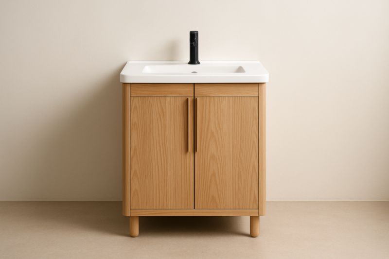 Mobile bagno rettangolare con lavabo in ceramica