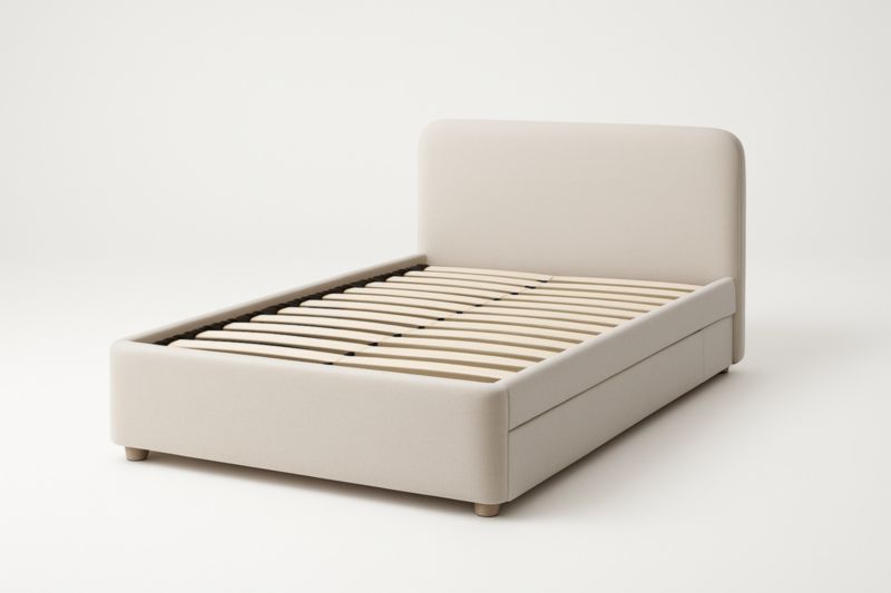 Letto Matrimoniale in Tessuto Beige 200x160 cm