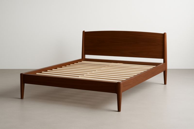 Letto matrimoniale in legno noce con testiera curva 200x160 cm