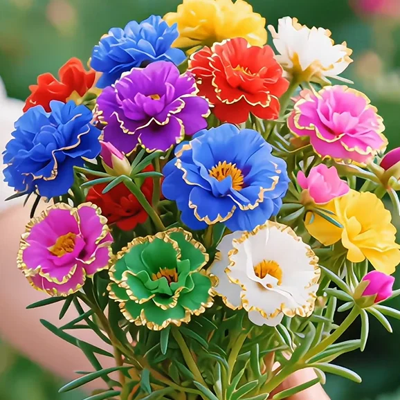 🏆 Viac než 75 000 predaných balení!🌸Zlatá čipkovaná portulaka🌸✨ Žiarivé dvojité kvety pre letné farbenie bez námahy