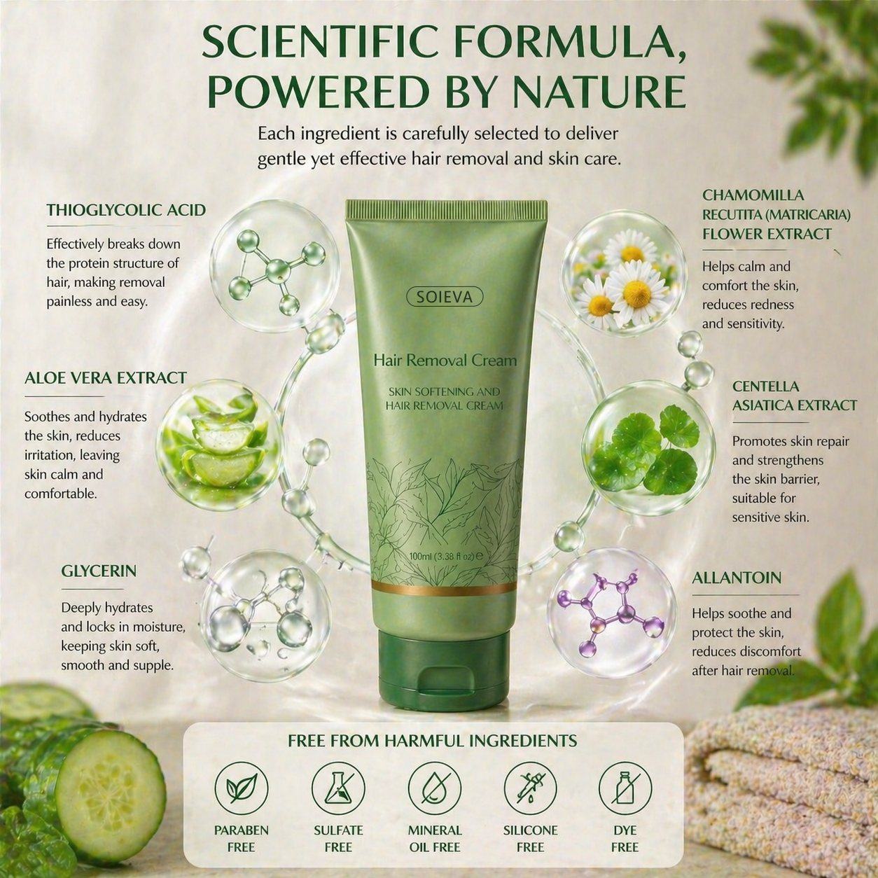 Soieva™ Hair Removal Cream | For Women & Men, Sensitive Skin