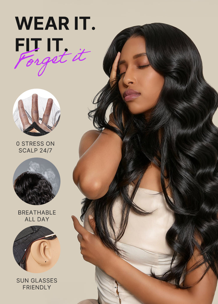 MyOwn-Fit™ PartingMax Glueless Wig 180% Density Loose Body Wave 7x6 Closure HD Lace Pre Cut & Plucked & Bleached Ready to Go-30